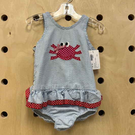 Crab Seersucker Romper