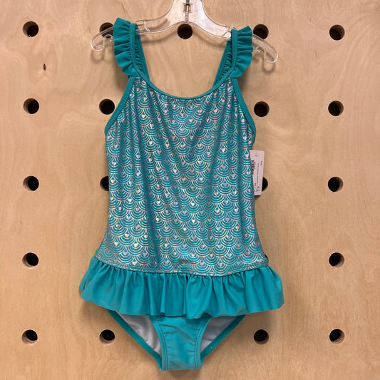 Teal Iridescent Scales Swim
