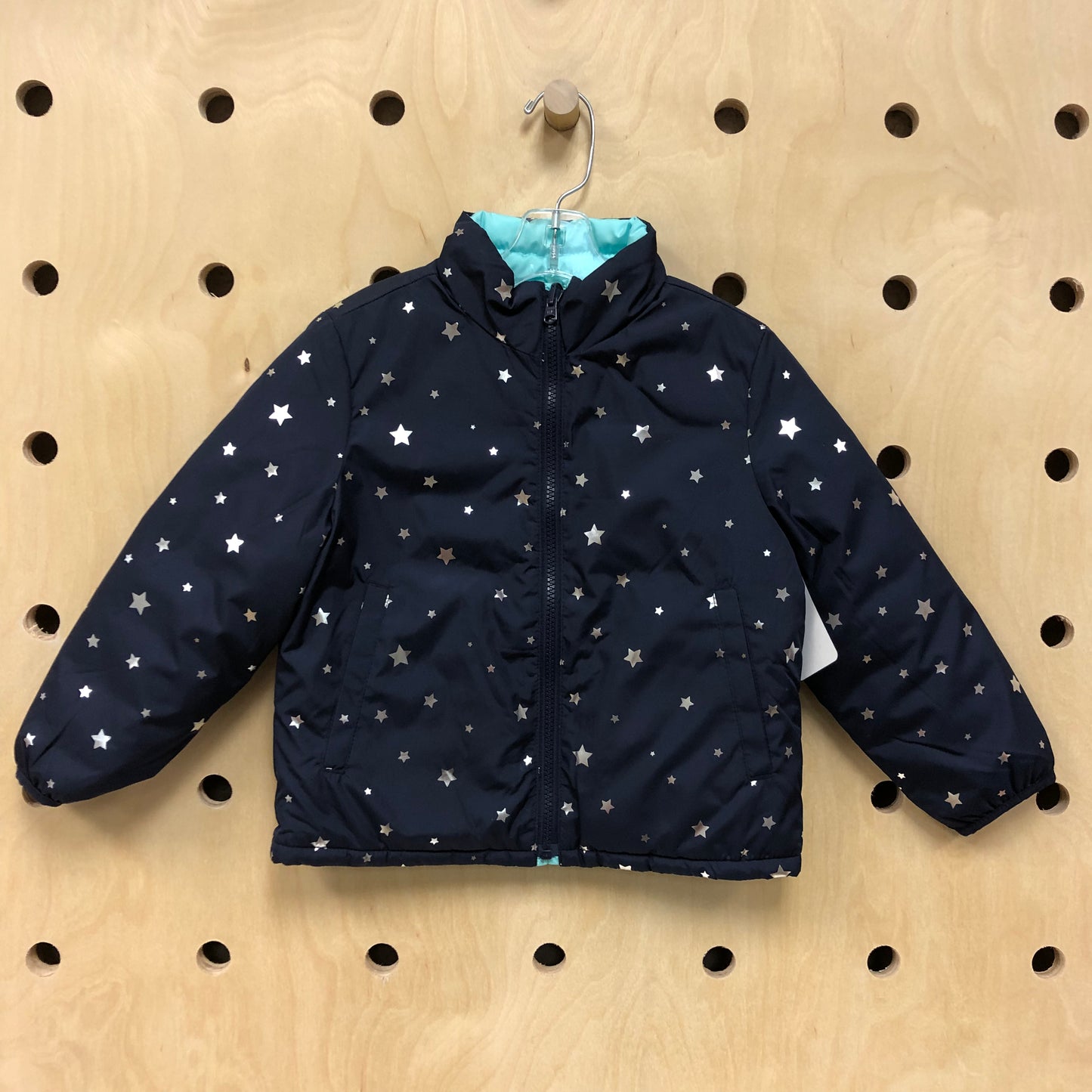 Blue + Silver Stars Puffer Jacket