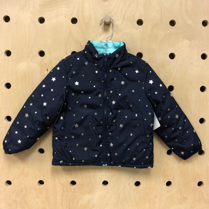 Blue + Silver Stars Puffer Jacket