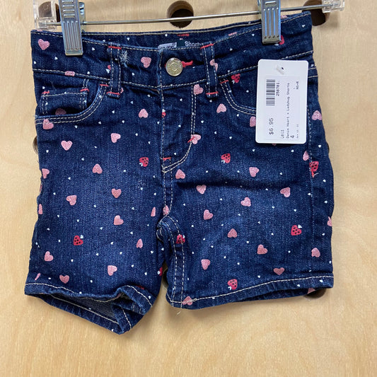 Denim Heart + Ladybug Shorts