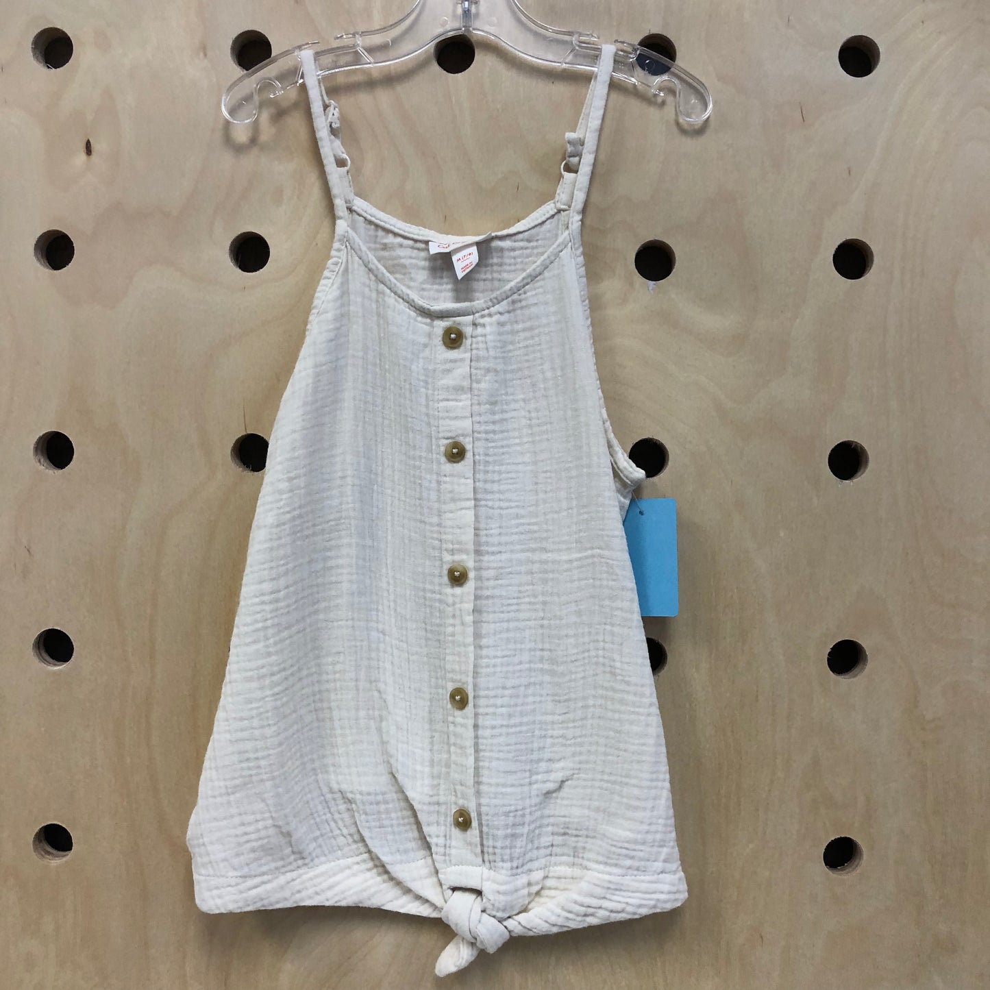 Cream Gauze Button Tank