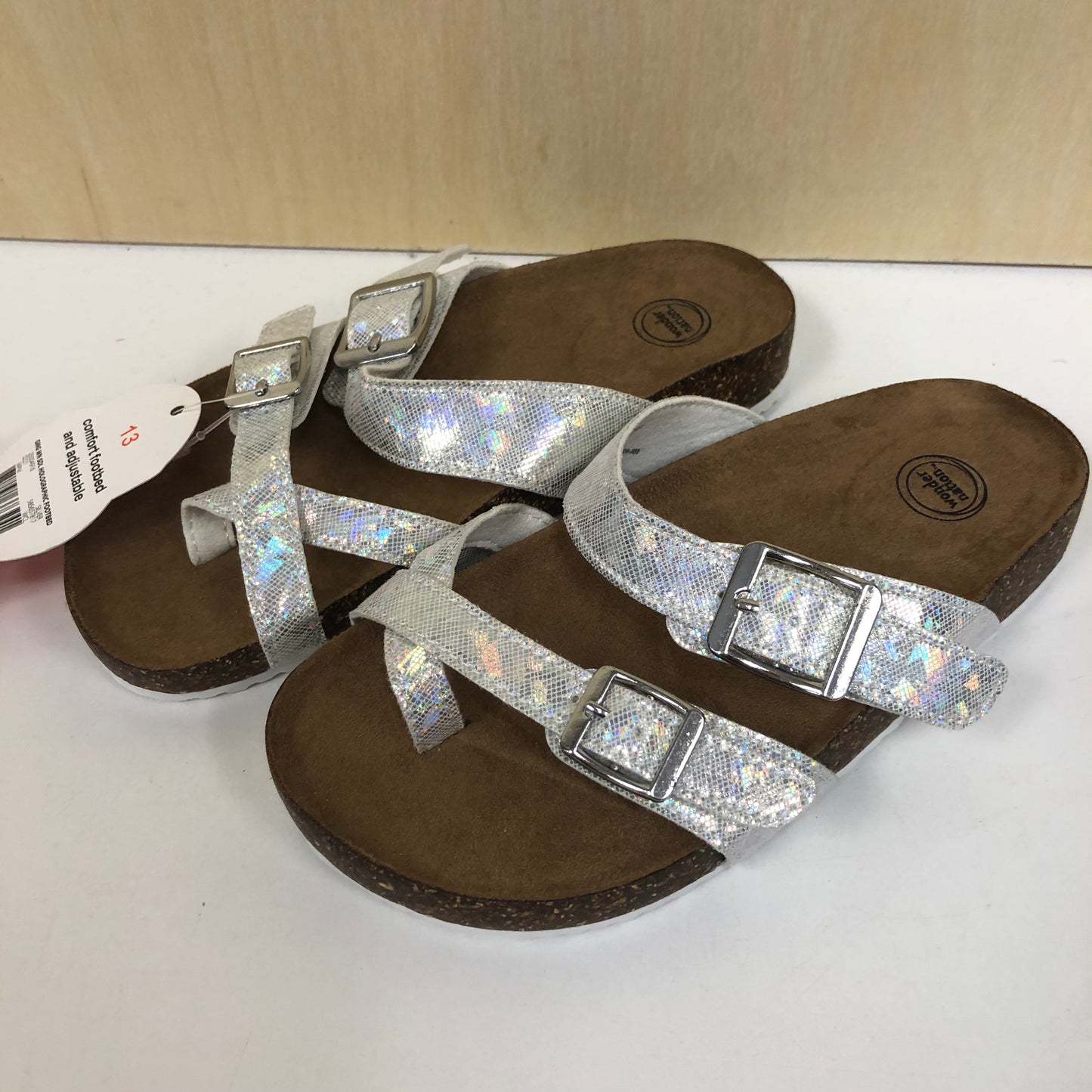 Silver Buckle Cork Sandals NEW