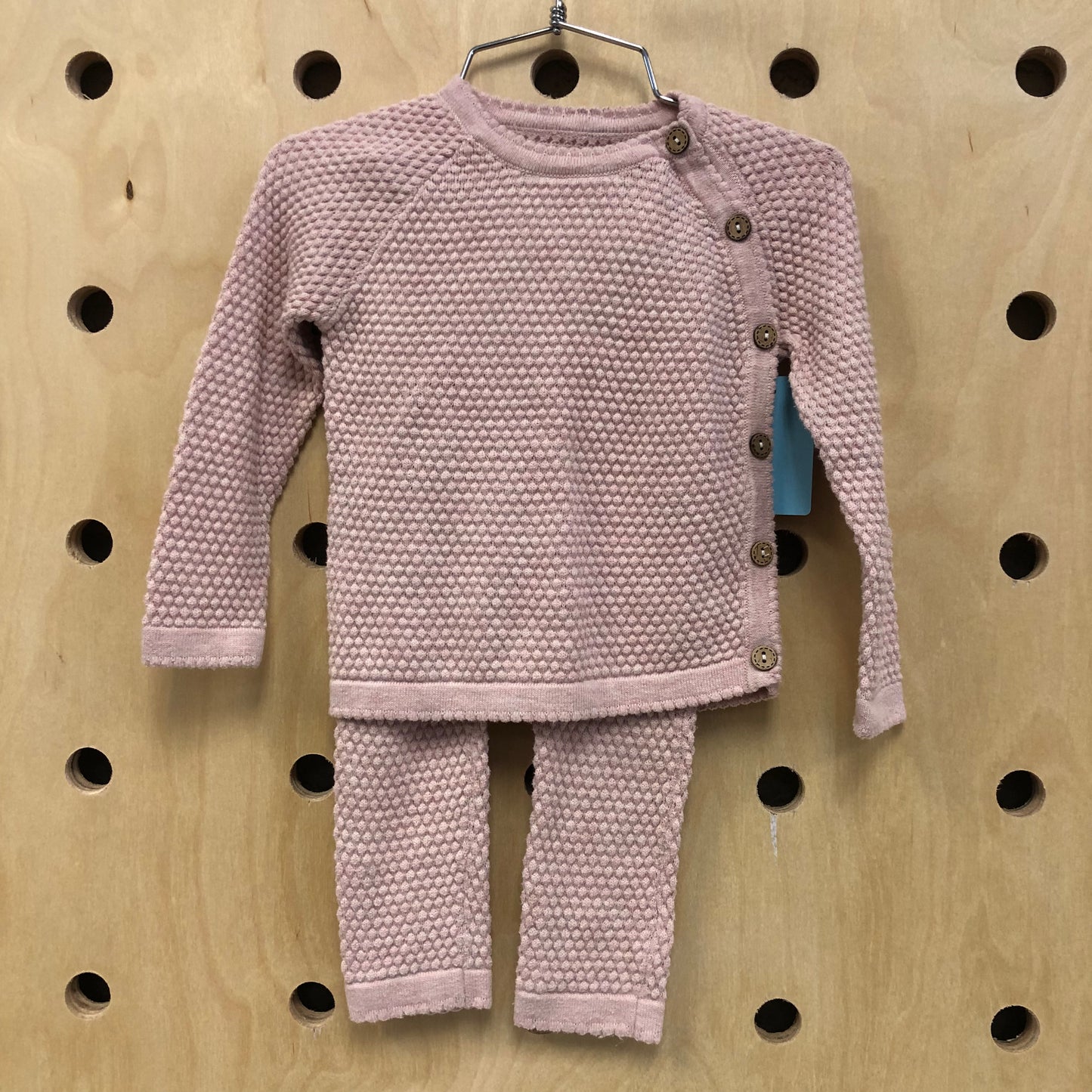 Pink Button Waffle Knit Outfit
