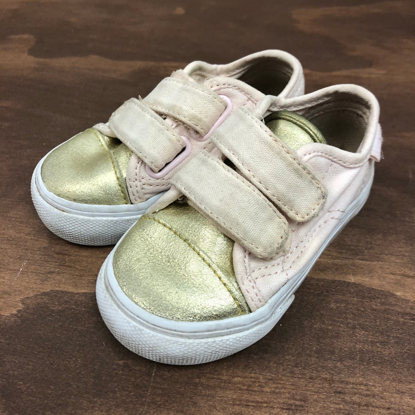 Pink & Gold Velcro Sneakers