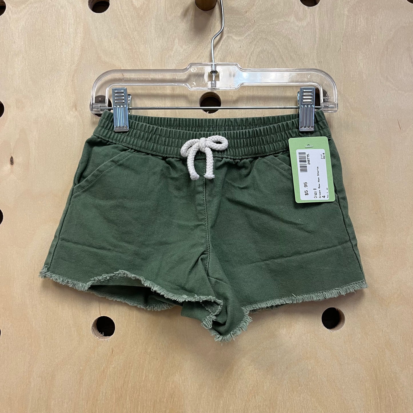 Green Raw Hem Shorts