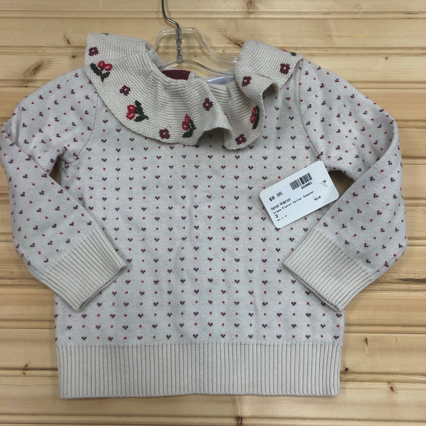 Cream Floral Collar Sweater