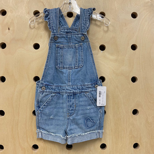 Denim Heart Patch Shortalls