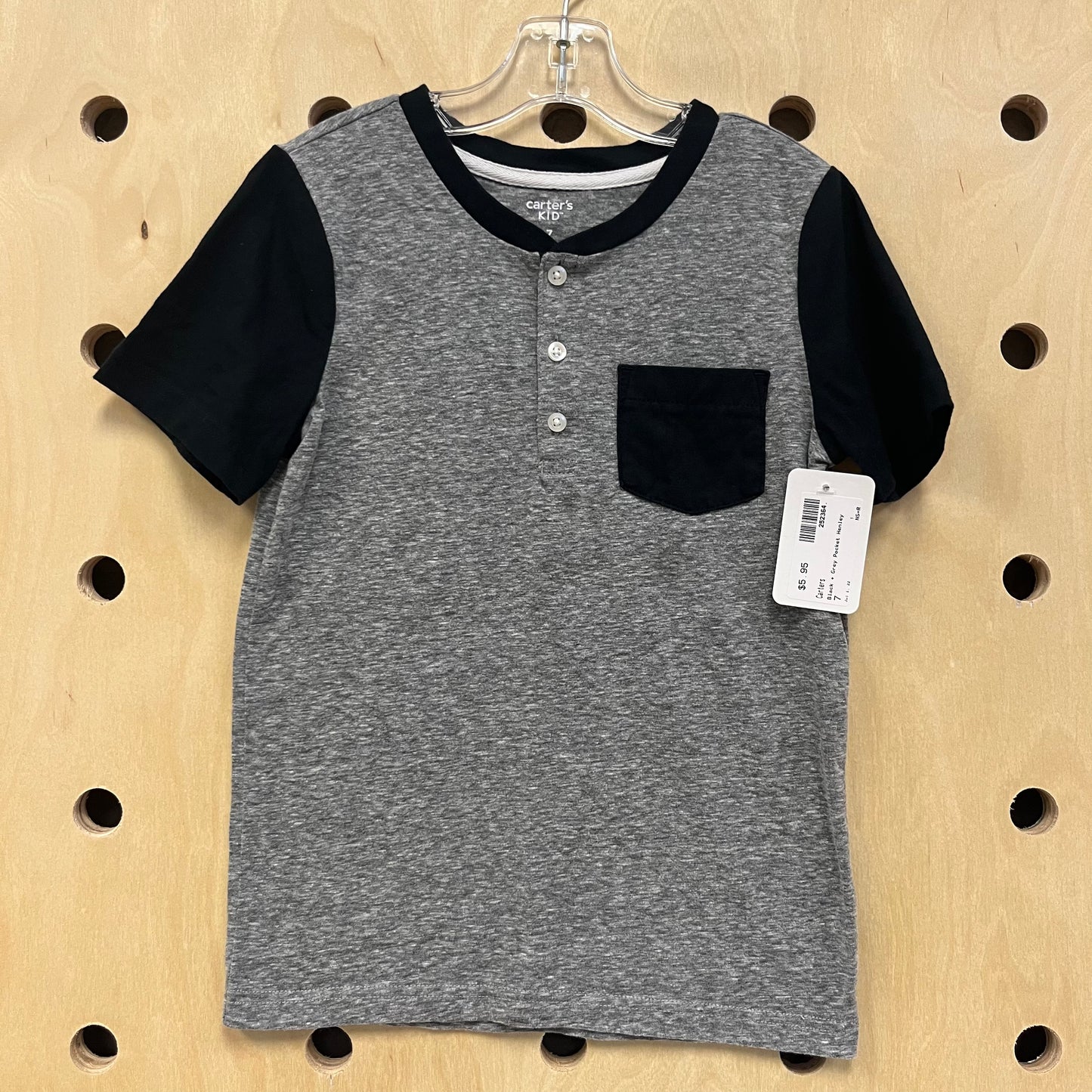 Black + Grey Pocket Henley