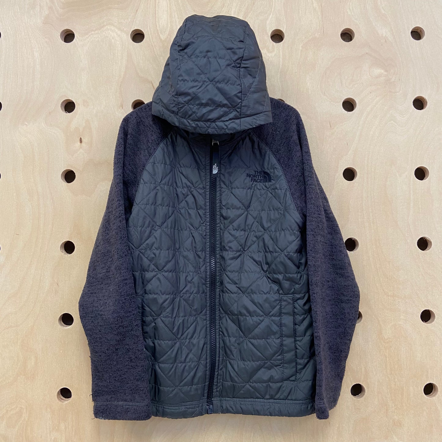 Grey Quilted Zip Hoodie