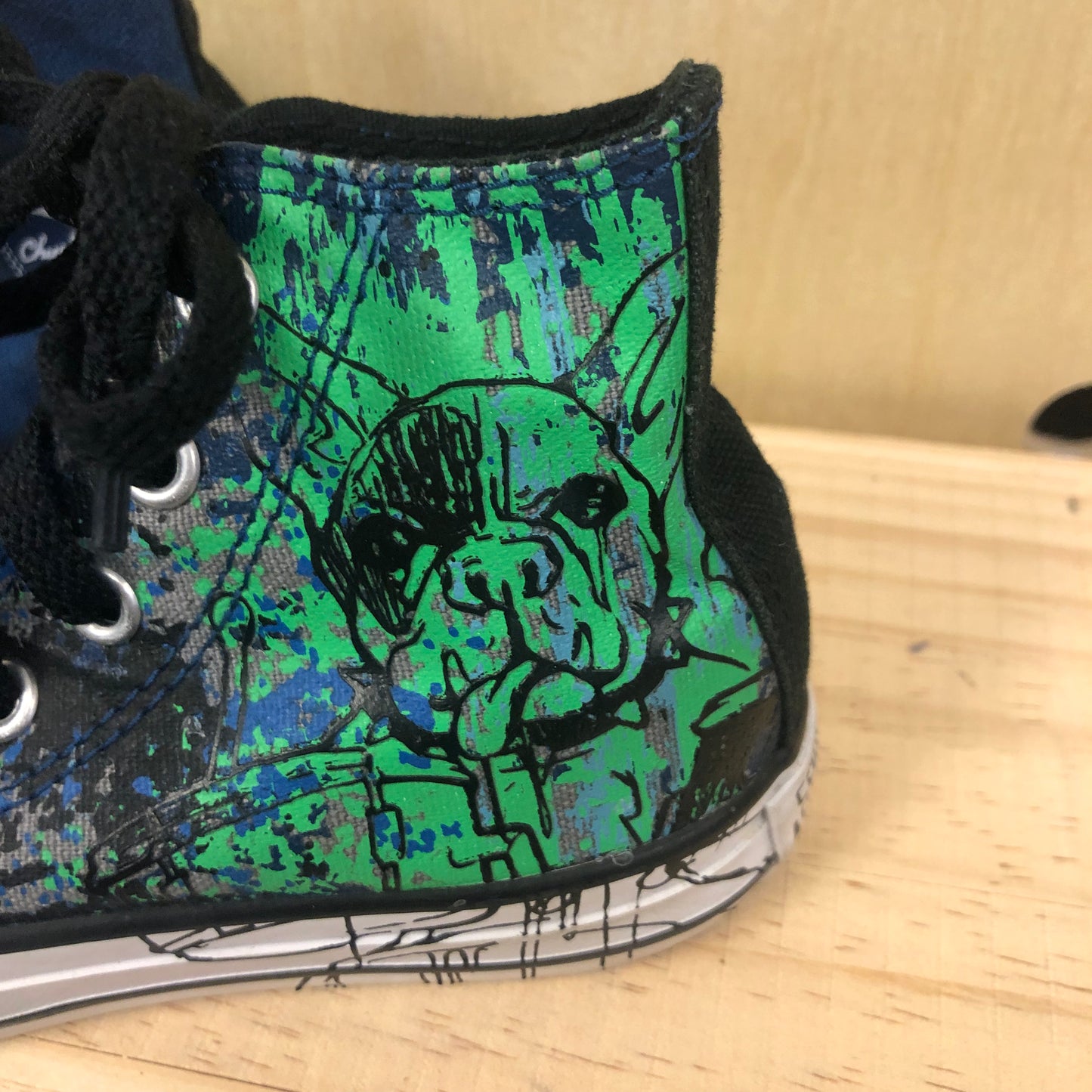 Blue + Green Frenchie Hi Tops