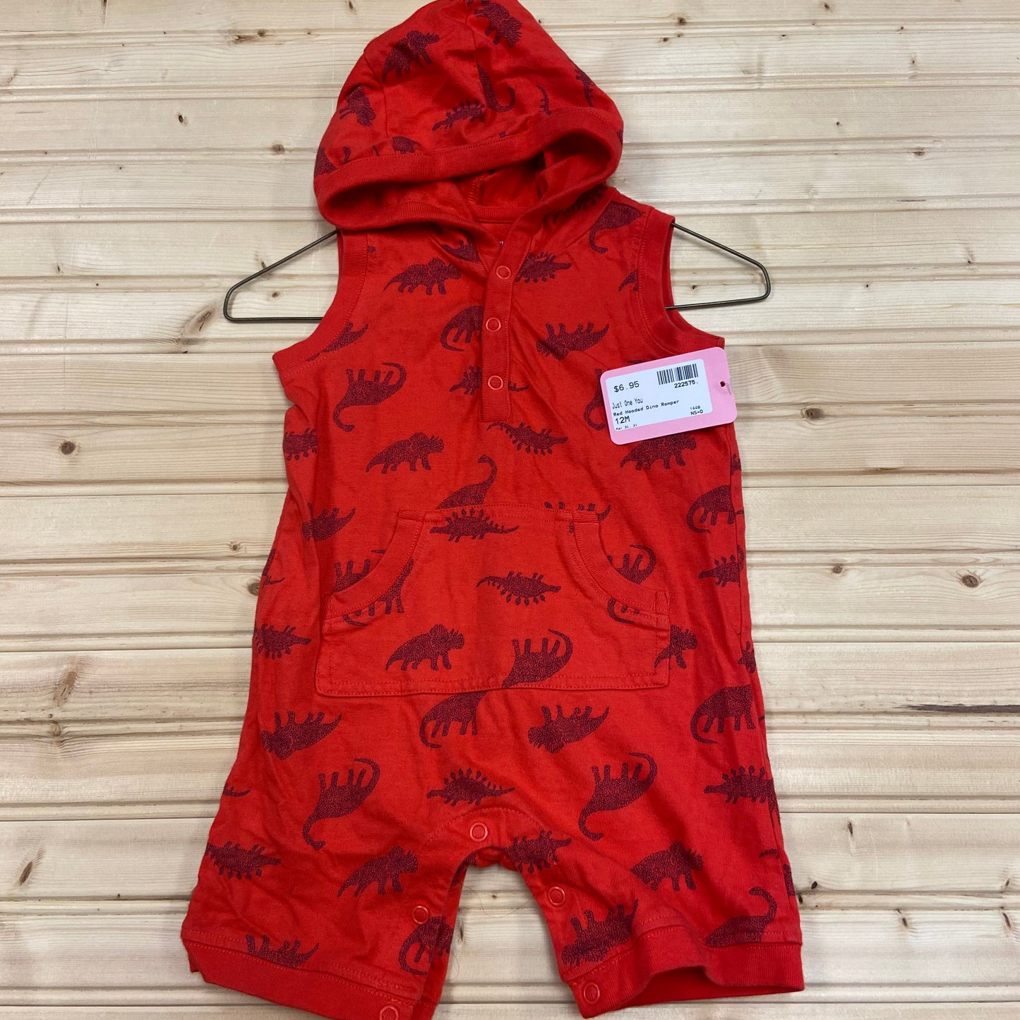 Red Hooded Dino Romper