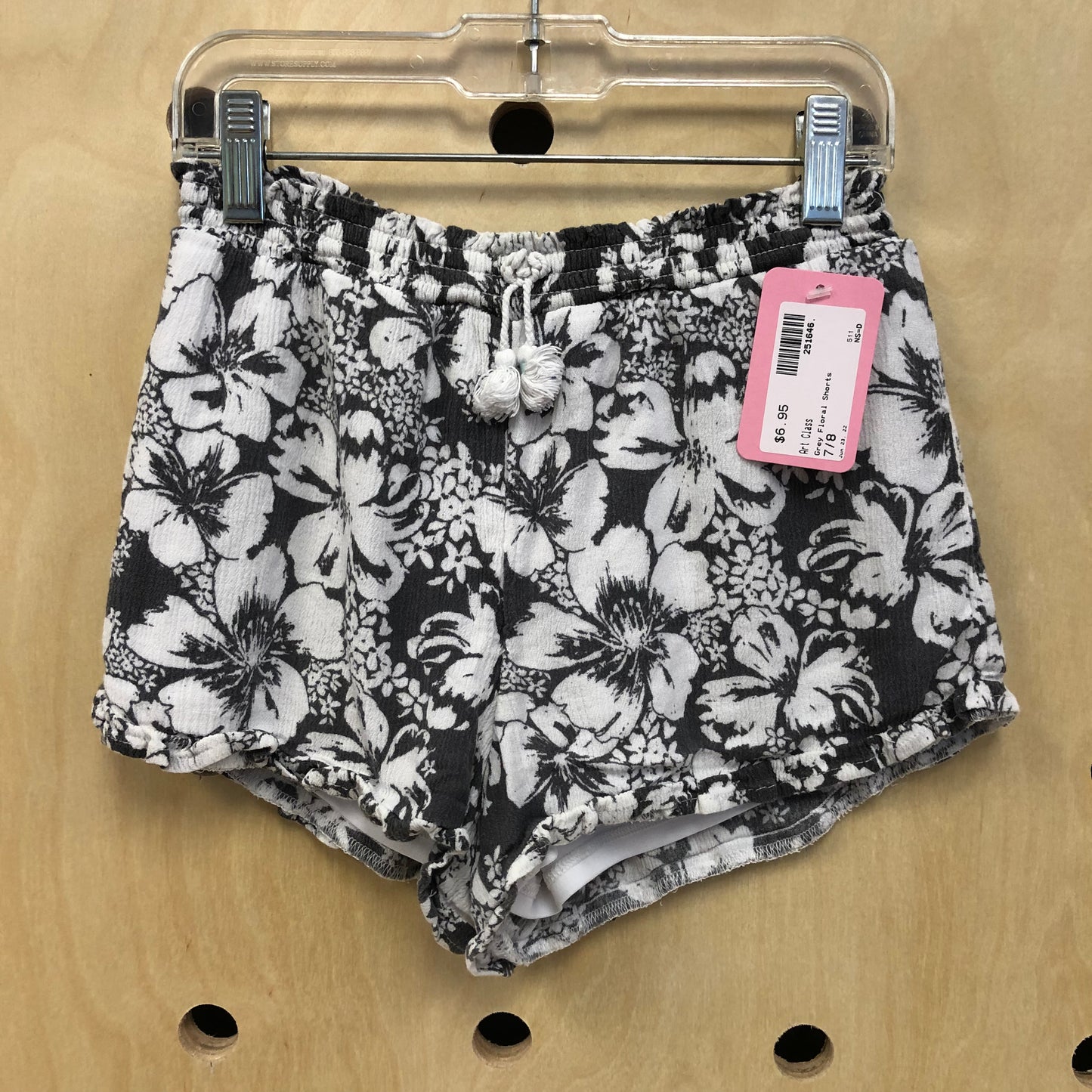 Grey Floral Shorts