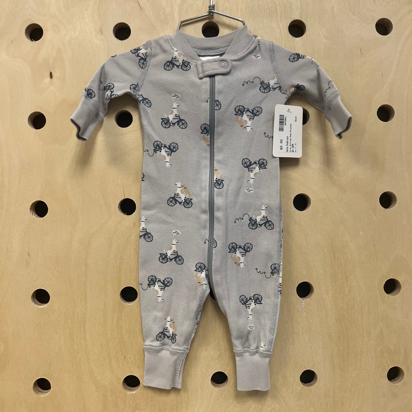 Grey Biking Dog Pajamas