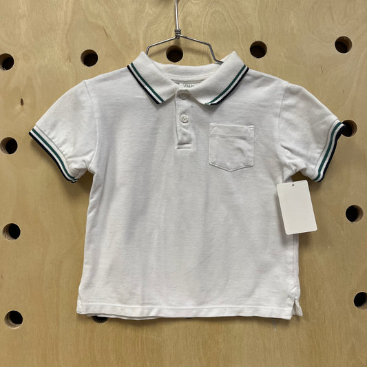 White + Green Cuffs Polo