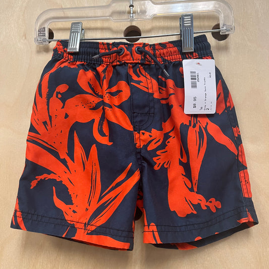 Grey + Orange Swim Trunks