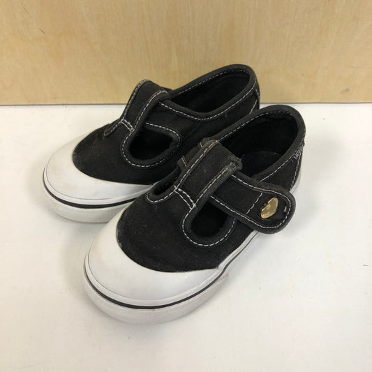 Black + White T Strap Shoes