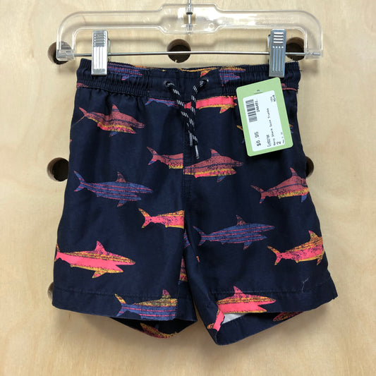 Navy Shark Swim Trunks