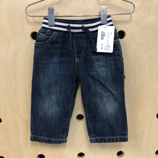 Dark Wash Elastic Waist Denim