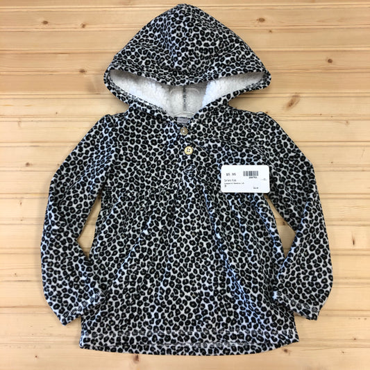 Leopard Fleece Hoodie LS