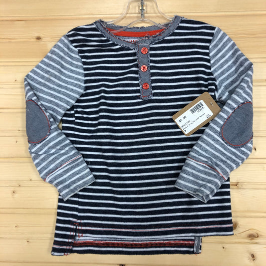 Blue & Grey Striped Henley