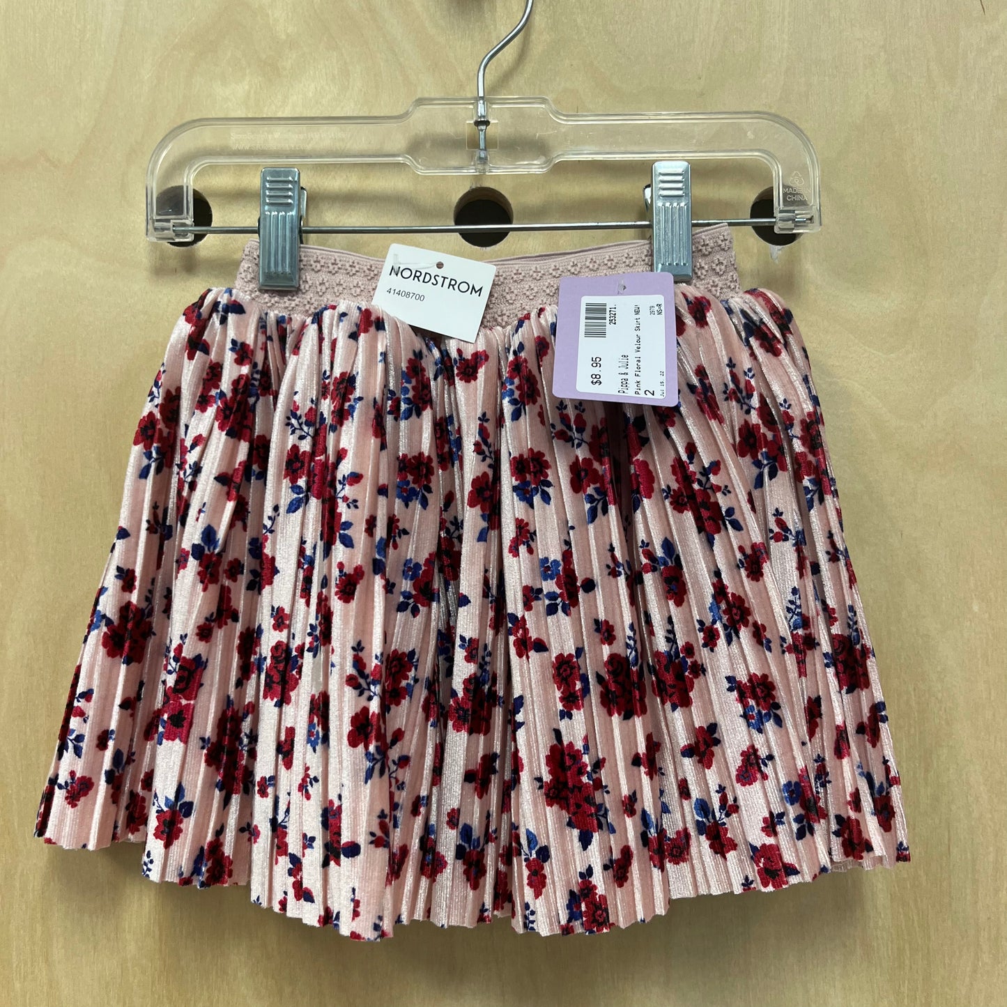 Pink Floral Velour Skirt NEW!
