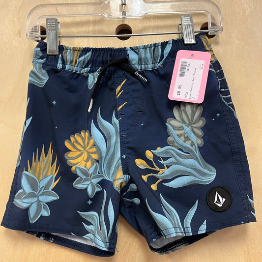 Blue Plumeria Swim Trunks