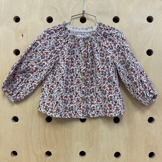 Rust Floral Button Top