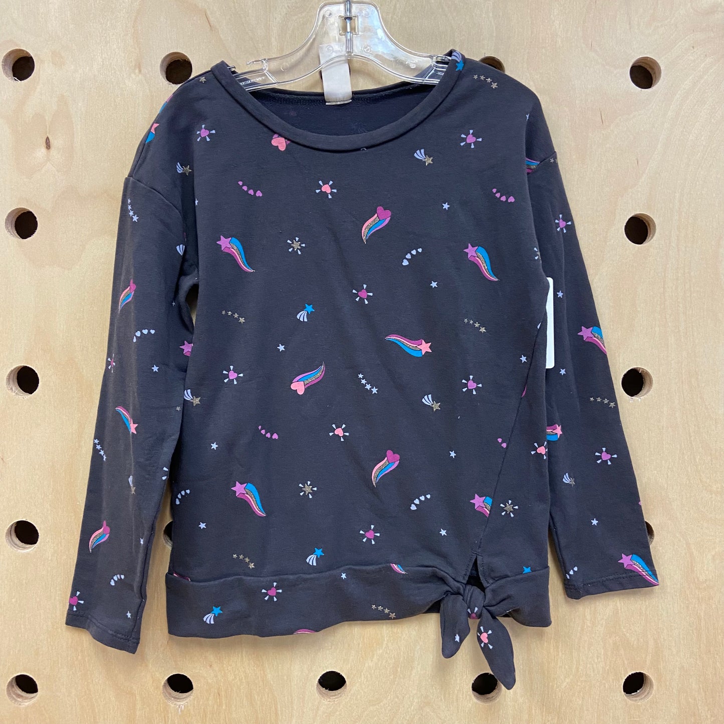 Grey Hearts + Stars LS Top