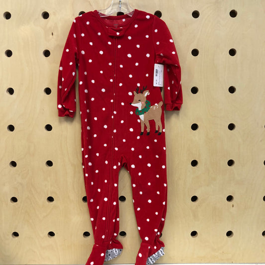 Red Fleece Reindeer Pajamas