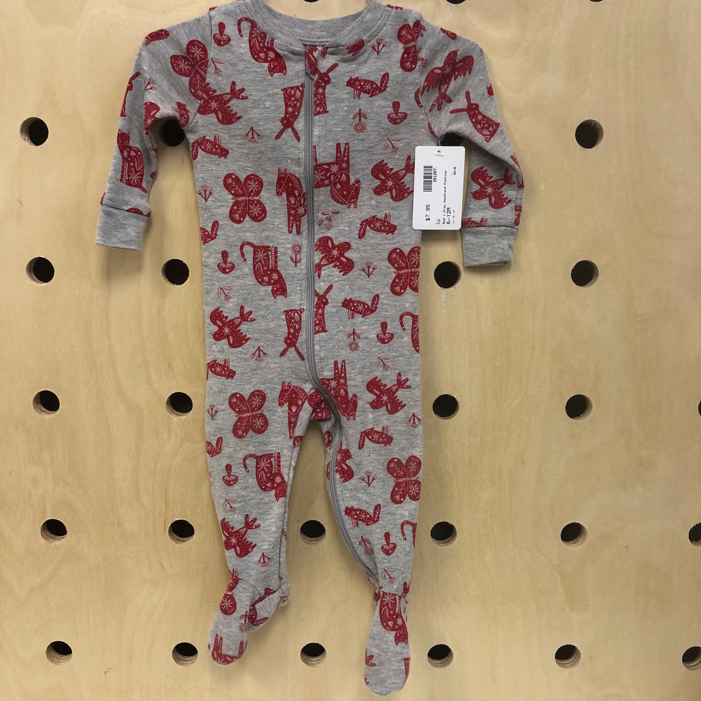 Red + Grey Woodland Footies