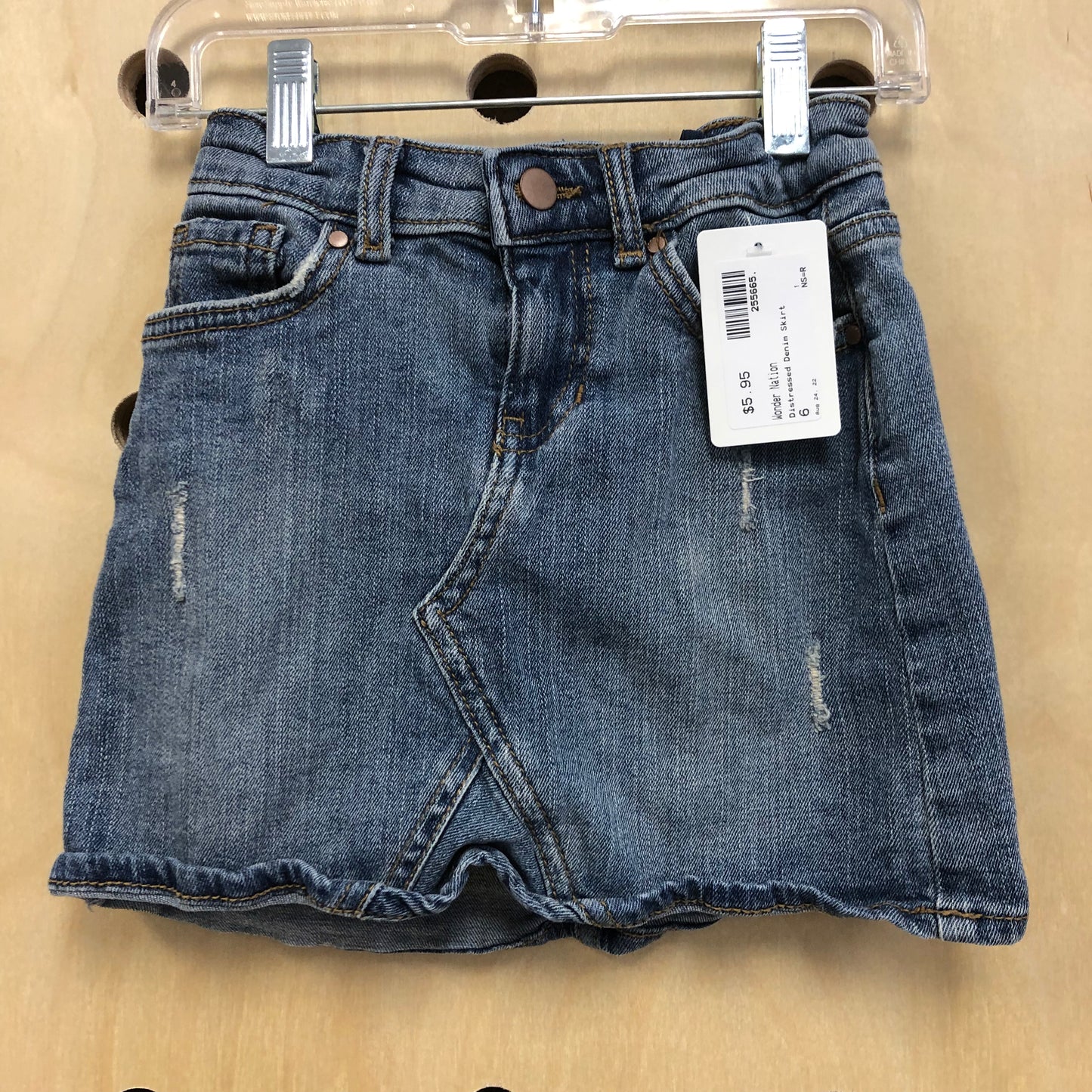Distressed Denim Skirt
