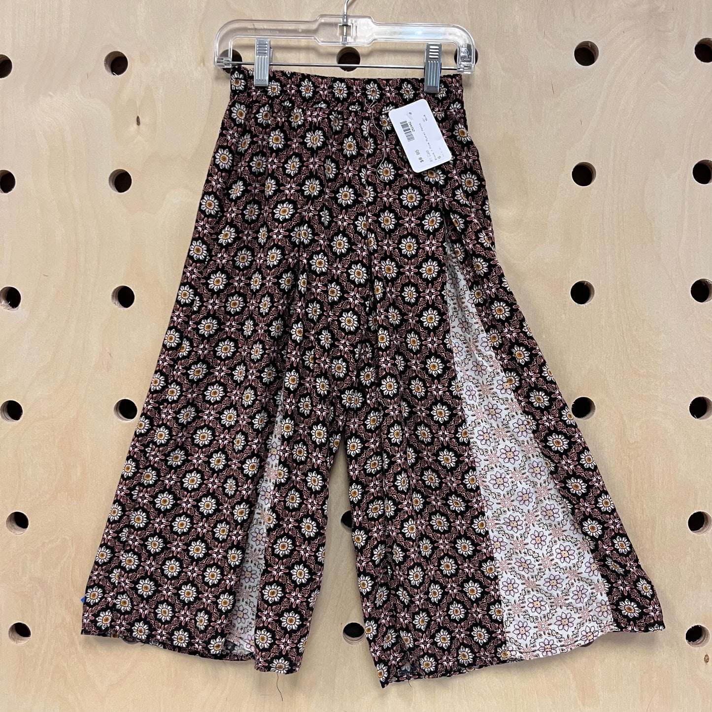 Black + Pink Floral Pants