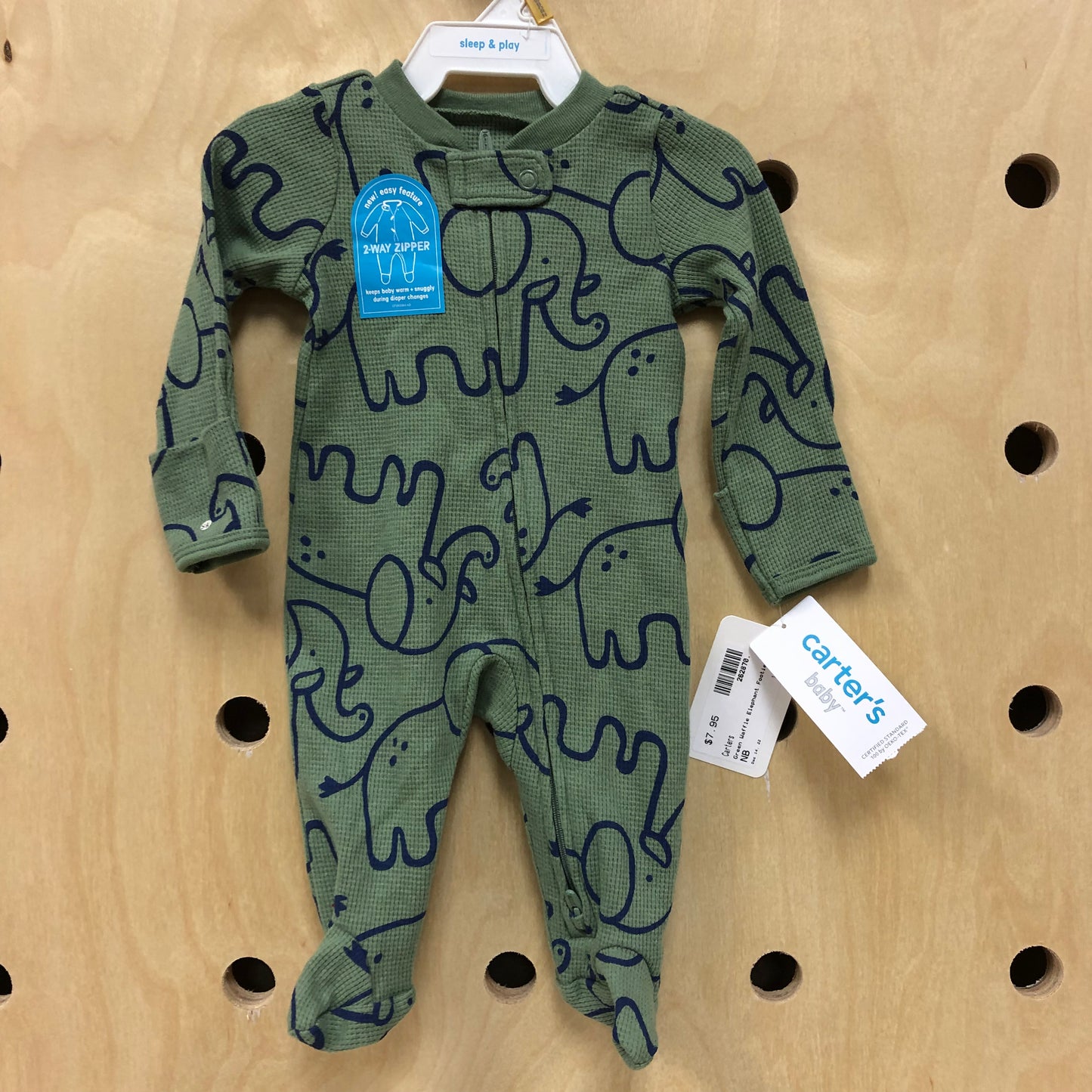 Green Waffle Elephant Footies