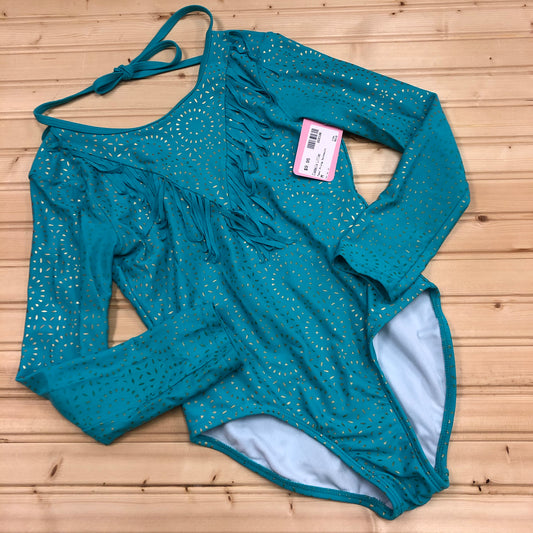 Teal Fringe Swimsuit