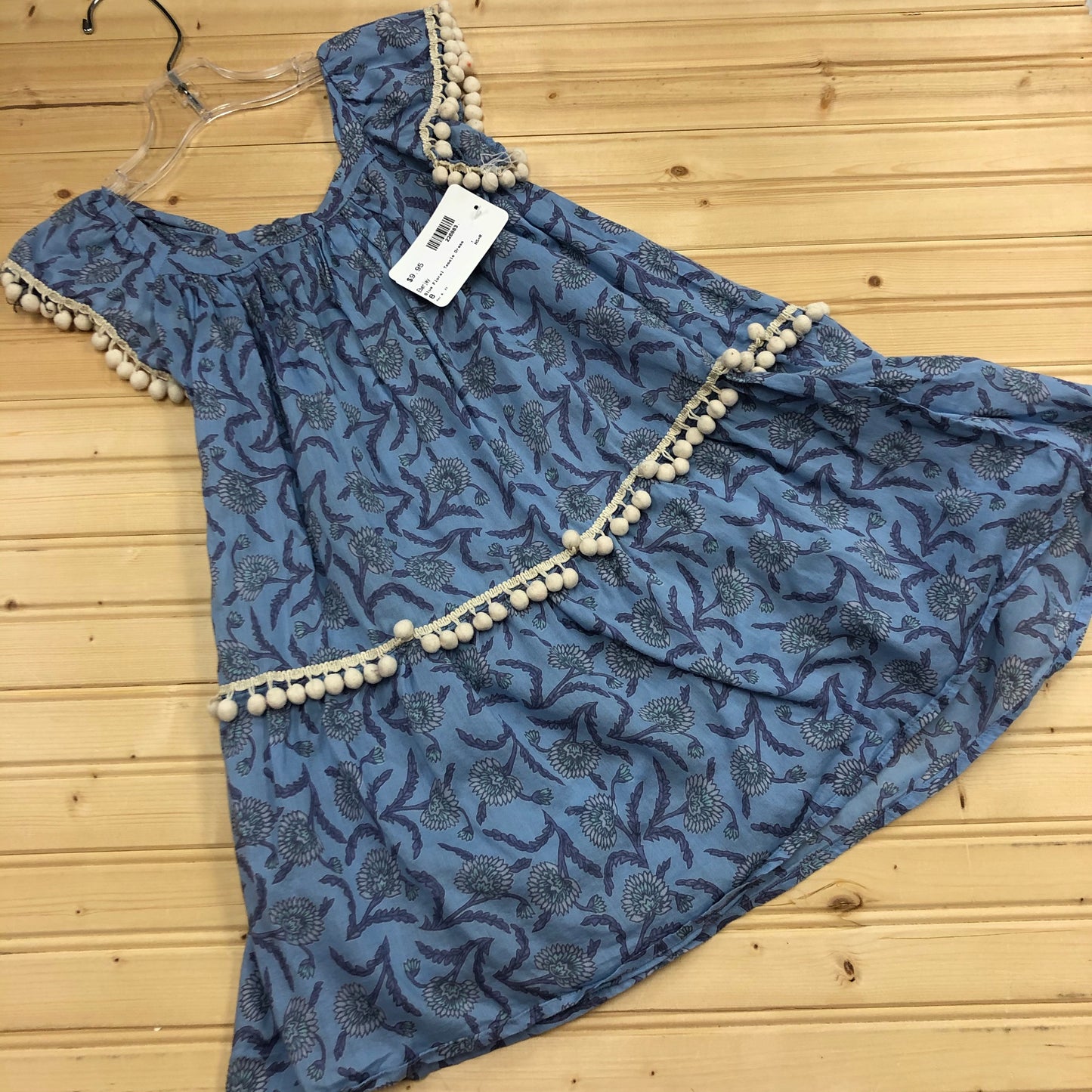 Blue Floral Tassle Dress
