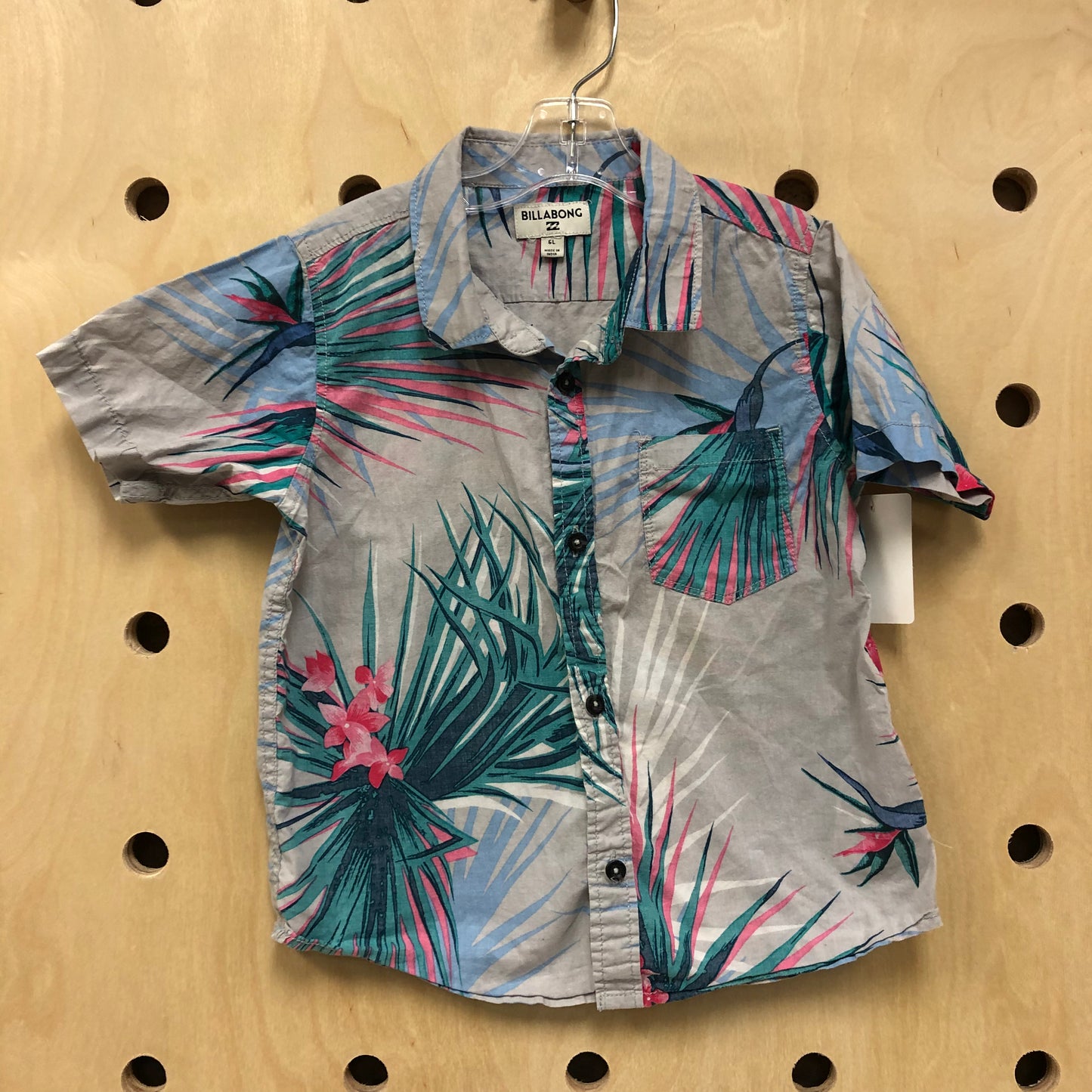 Grey Palm Leaves Button Up