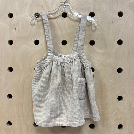 Cream Corduroy Suspender Skirt