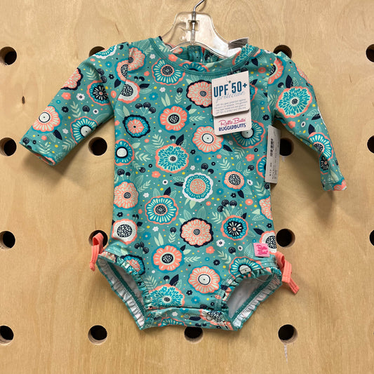 Teal Floral 1pc Swim NEW