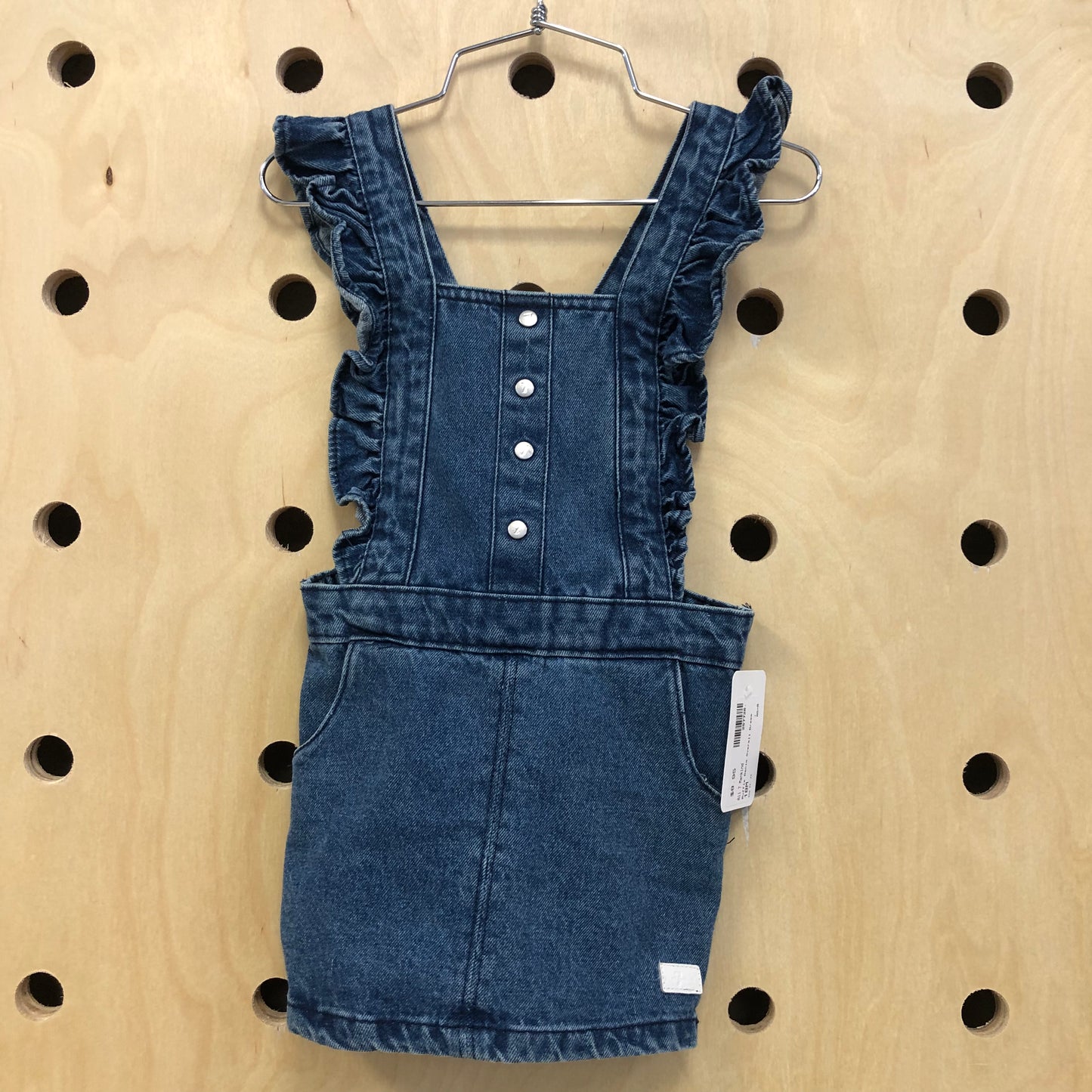 Ruffle Denim Overall Dress