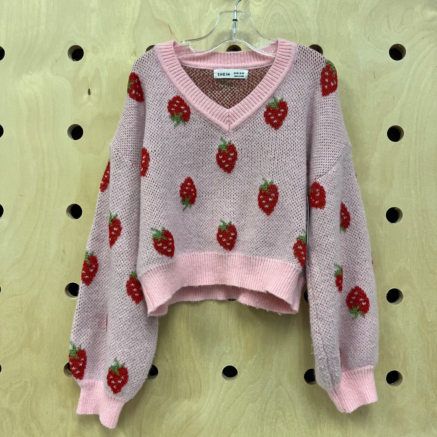 Pink Strawberry Crop Sweater