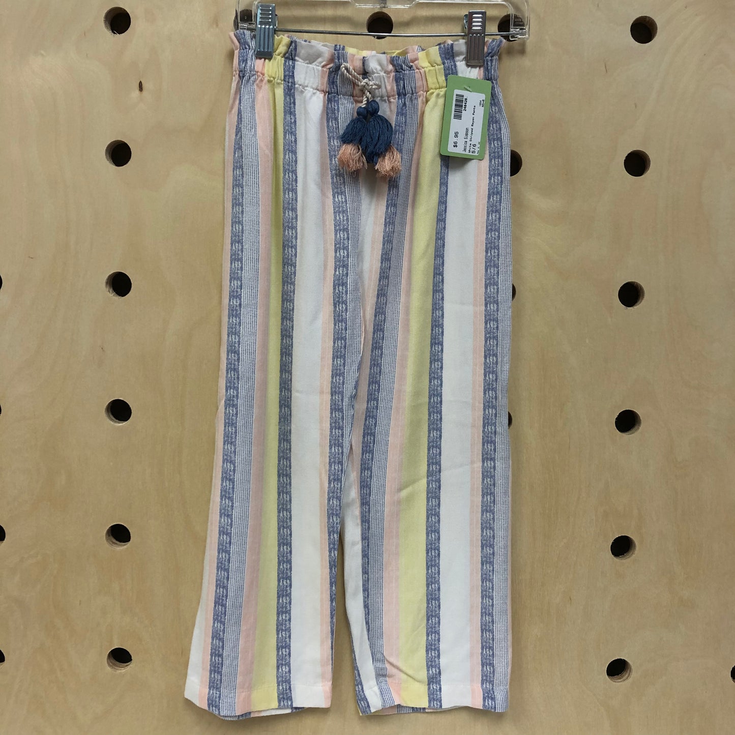 White Striped Rayon Pants