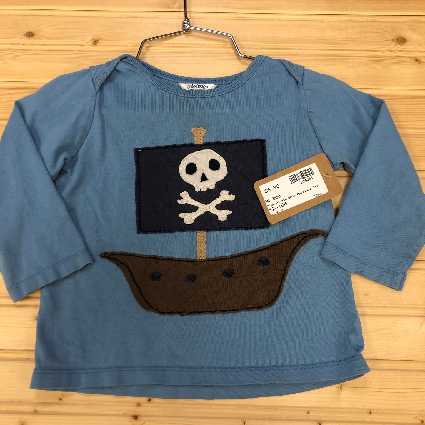 Blue Pirate Ship Applique Tee