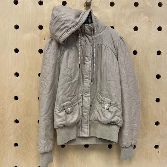Beige Puffy Herringbone Jacket