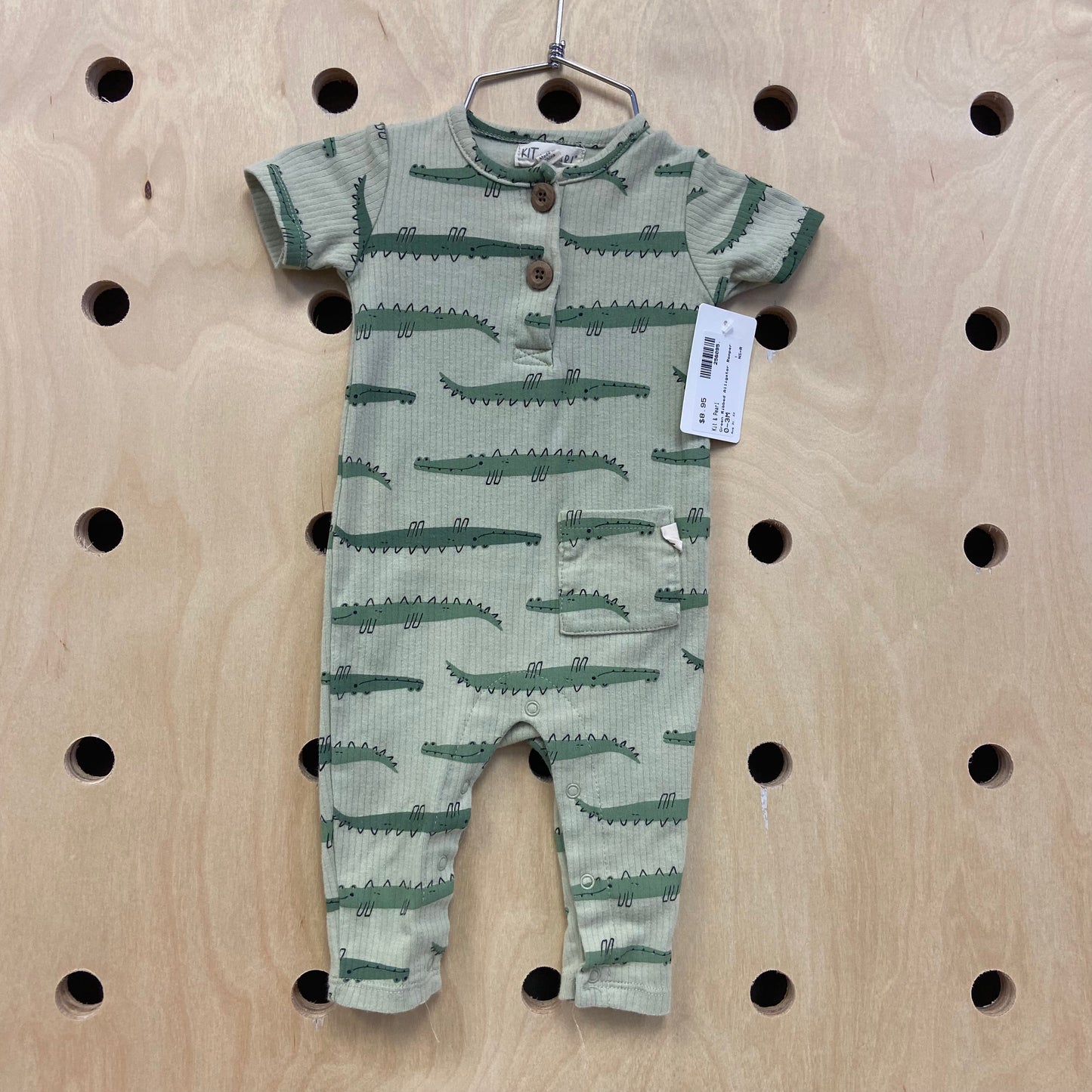Green Ribbed Alligator Romper