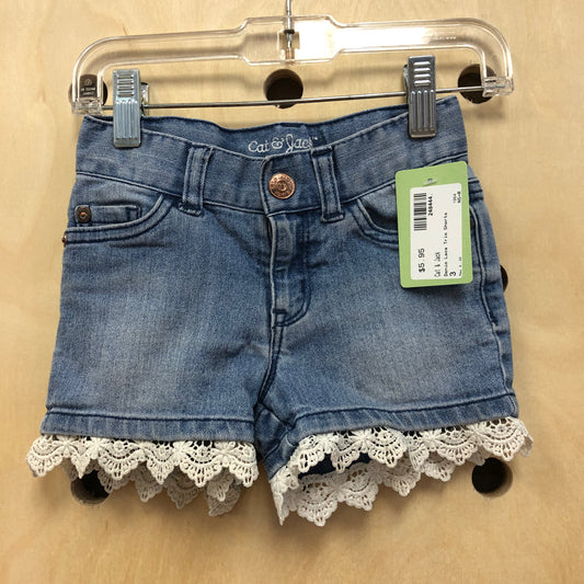 Denim Lace Trim Shorts