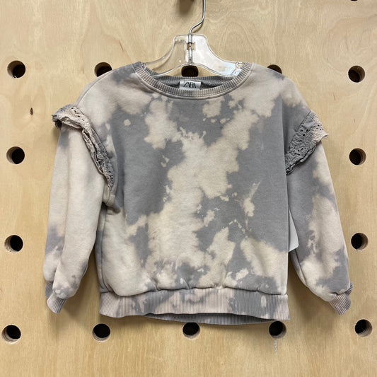 Grey Tie Dye Ruffle Sweatshirt