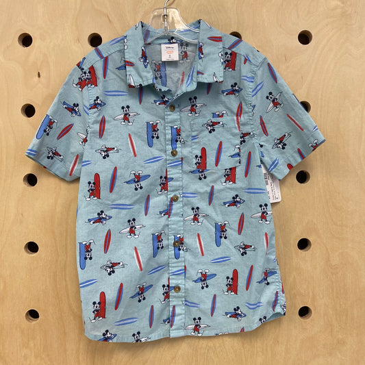 Baby Blue Mickey Surf Button Up
