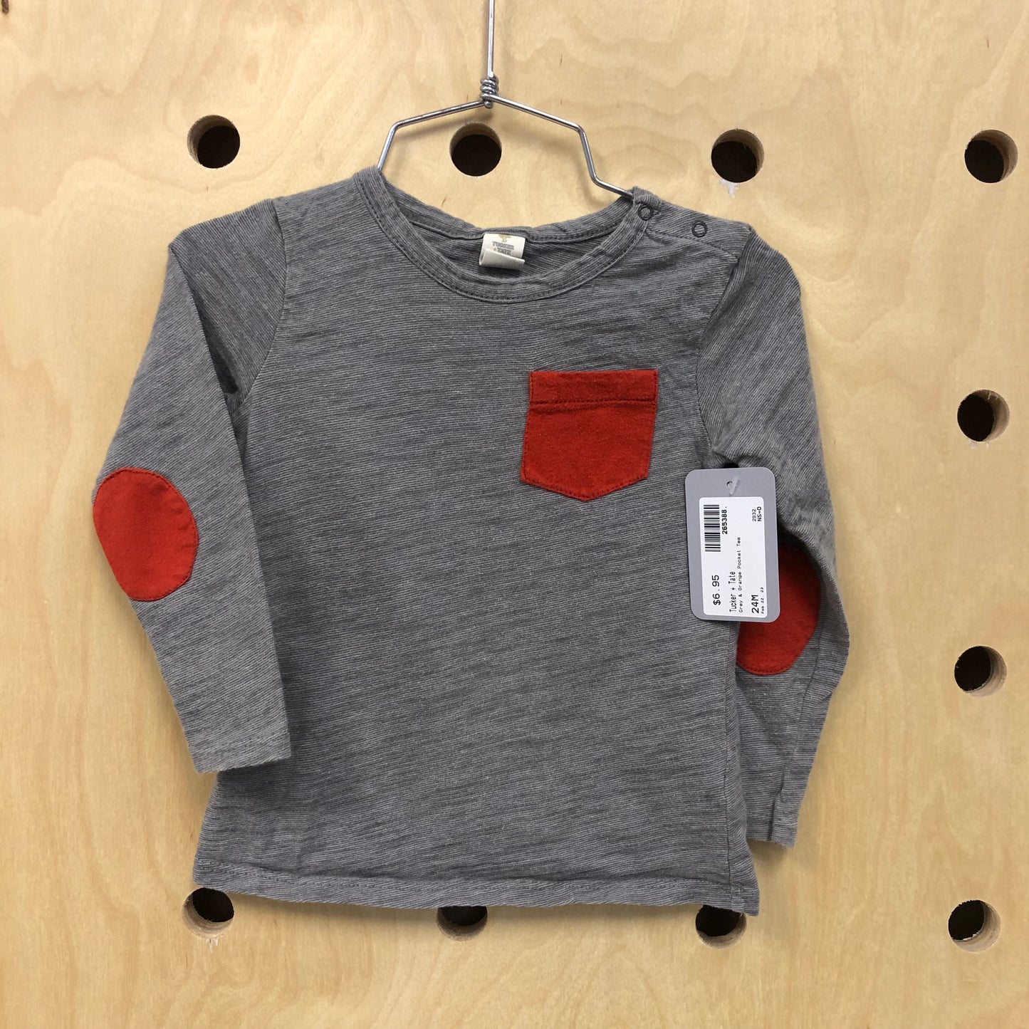 Grey & Orange Pocket Tee