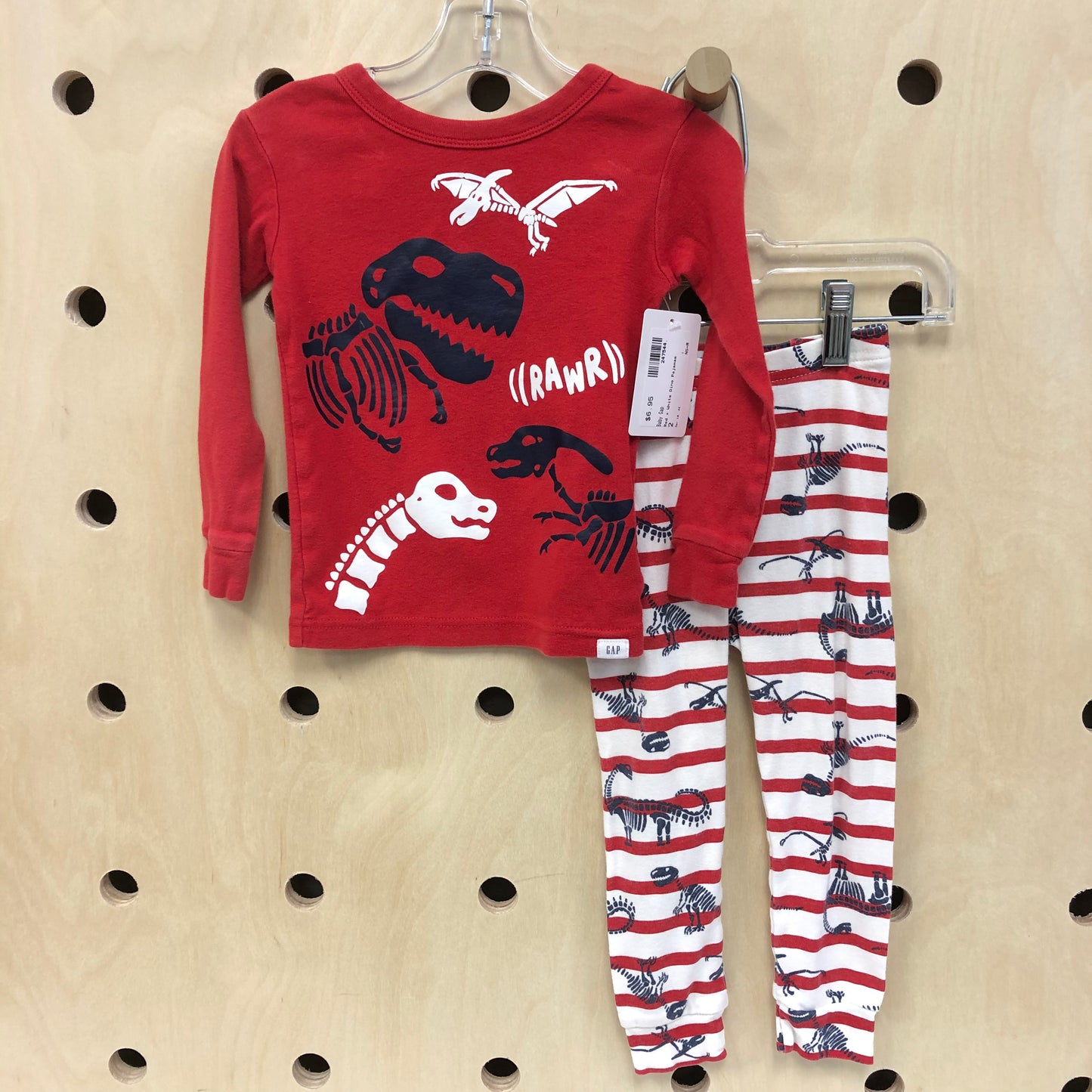 Red + White Dino Pajamas